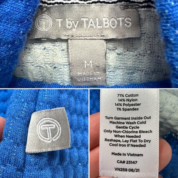 T by Talbots Bubble Jacquard Quilted Mockneck Pullover High-Low Hem Sz: M - Picture 6 of 7
